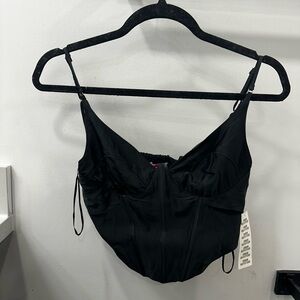 Urban Outfitters Silk Ruched Going Out Cropped Top